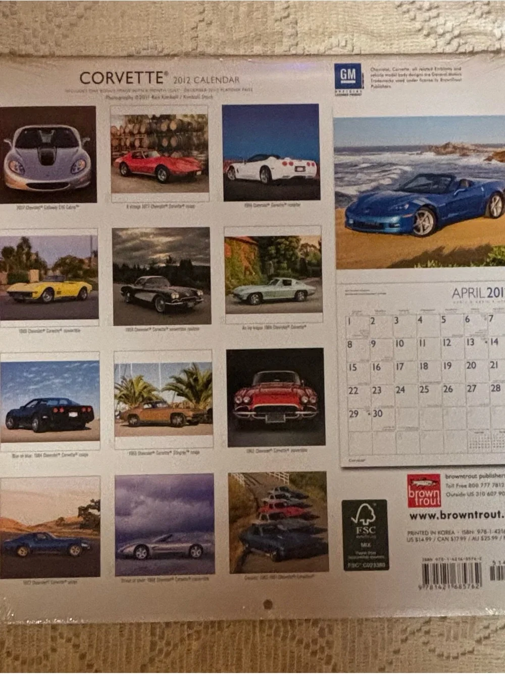 Corvette 2012 Red Classic Car Wall Calendar - Corvette Brand New